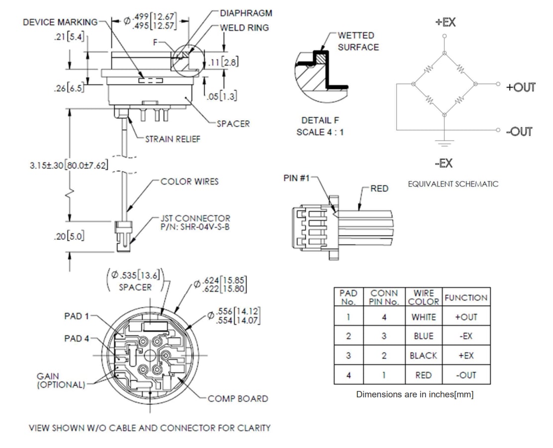 Mechanical Drawing - TE Connectivity / Measurement Specialties 85UHP Pressure Sensors